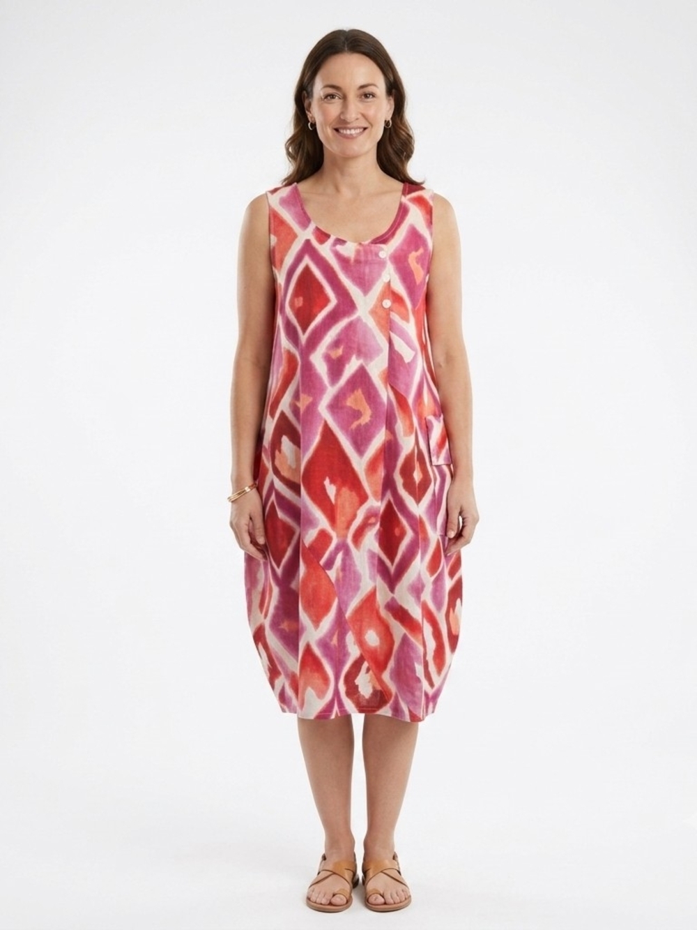 Michael Tyler Collections Watercolor Balloon Dress M Sleeveless Pocket